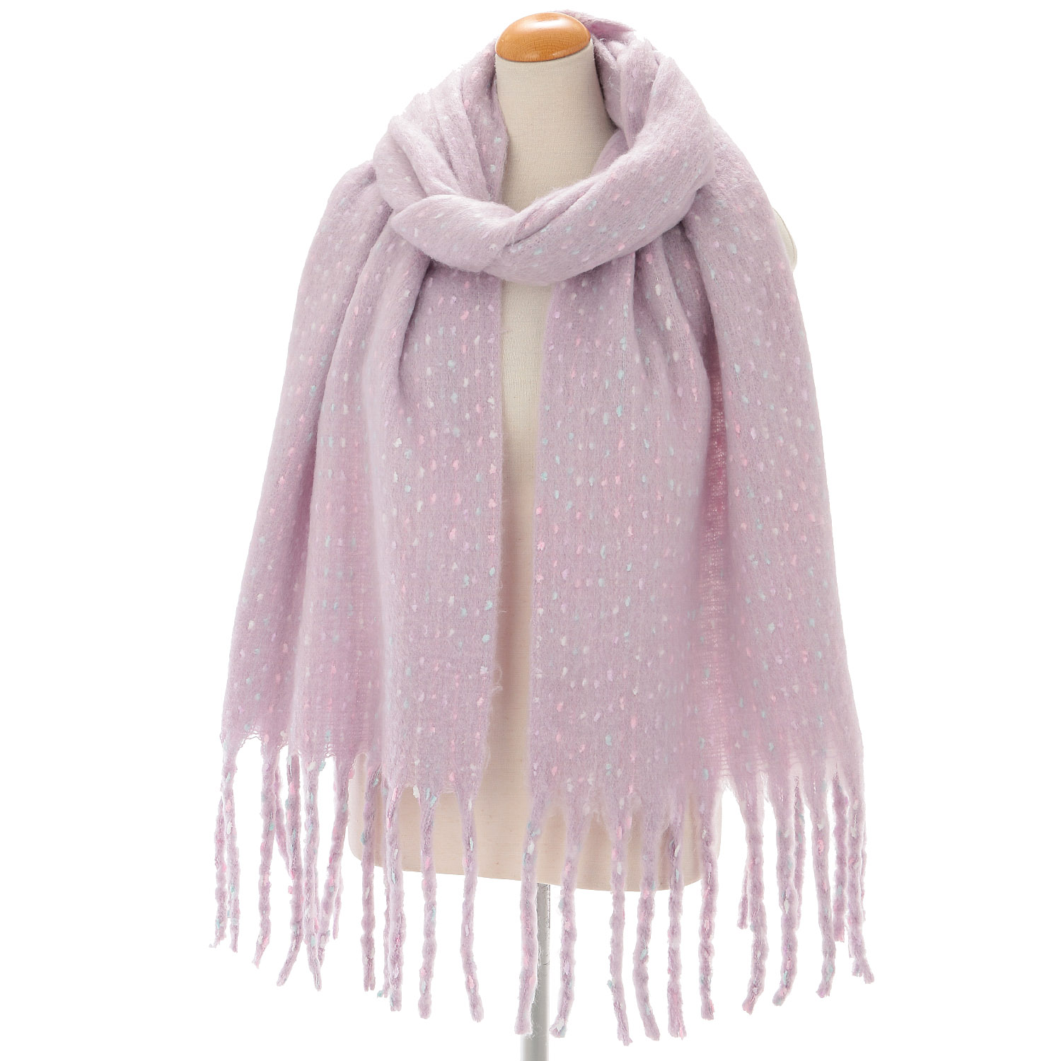 【ミントグリーン終了】ふわもこマフラー 太フリンジネップマフラー - 画像6