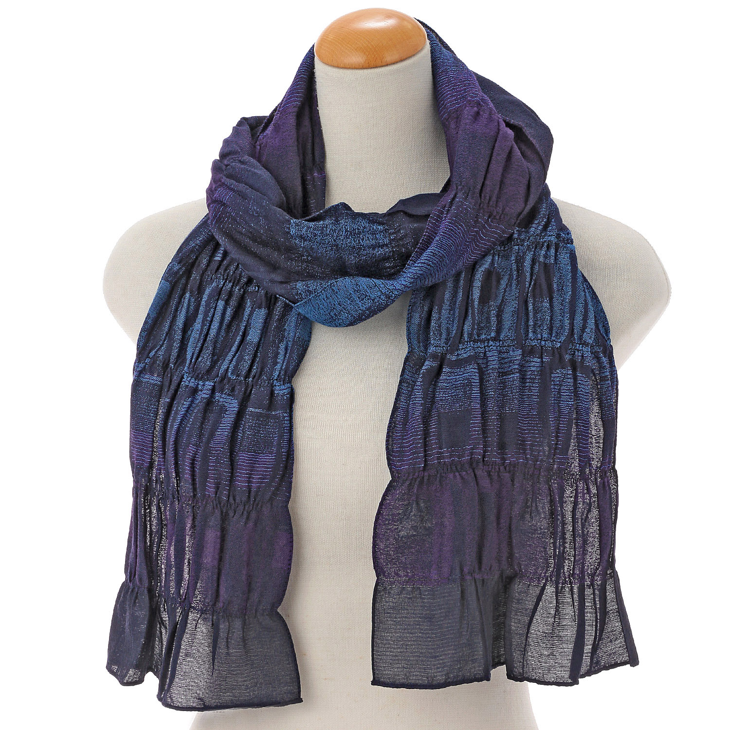 イタリア製 グラデーションシャーリングストール - 画像1