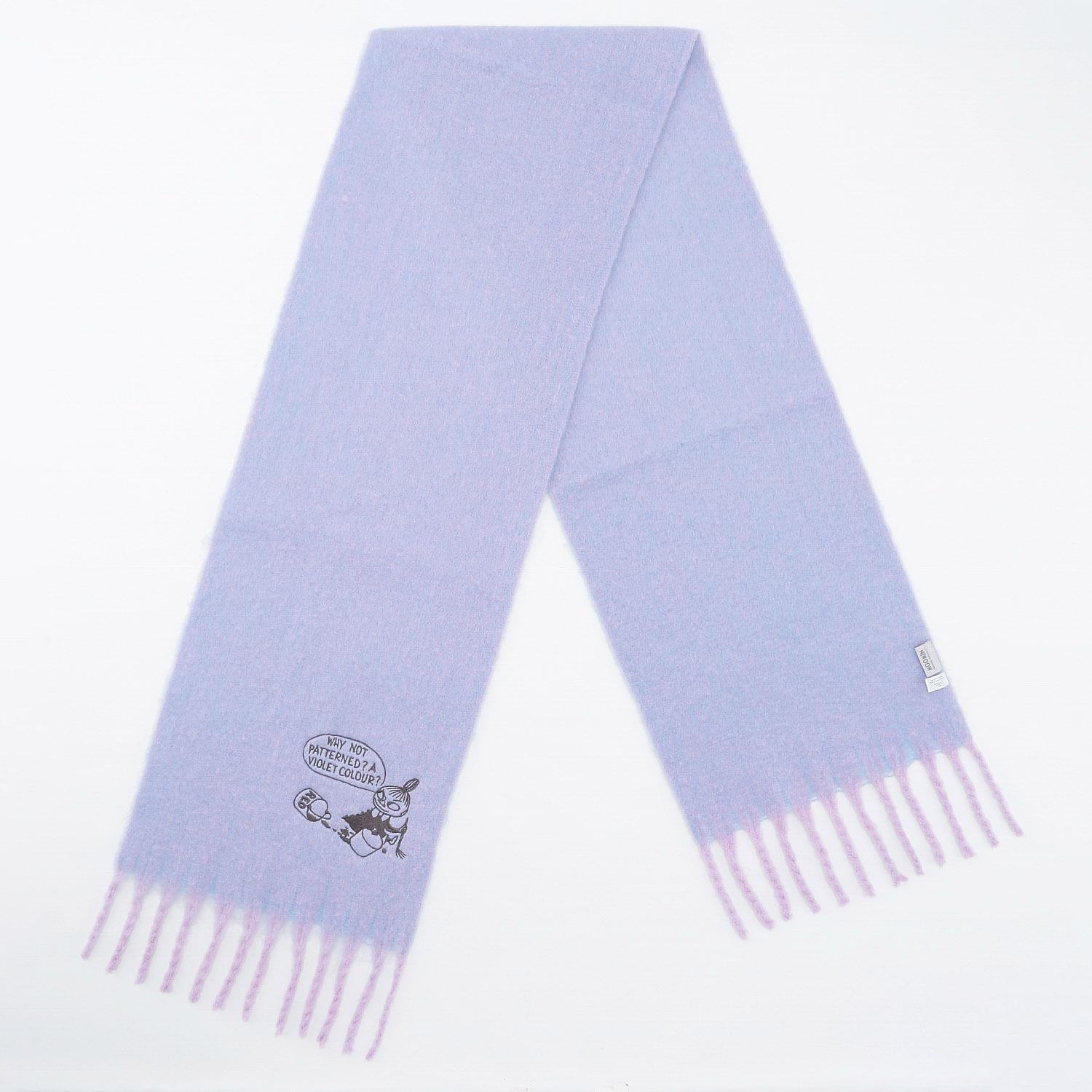 【ラベンダー在庫限り終了】MOOMIN ふわもこマフラー太フリンジ リトルミイ刺繍 - 画像5