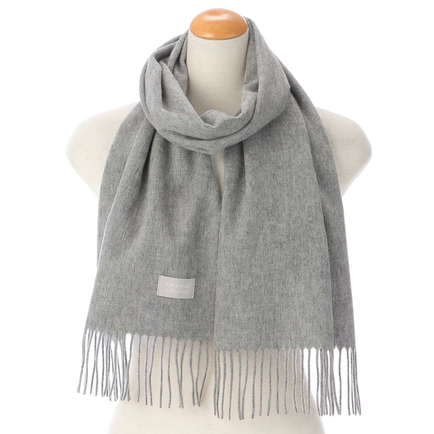 【グレー、モカブラウン終了】ウォッシャブルウール無地マフラ－ - 画像2