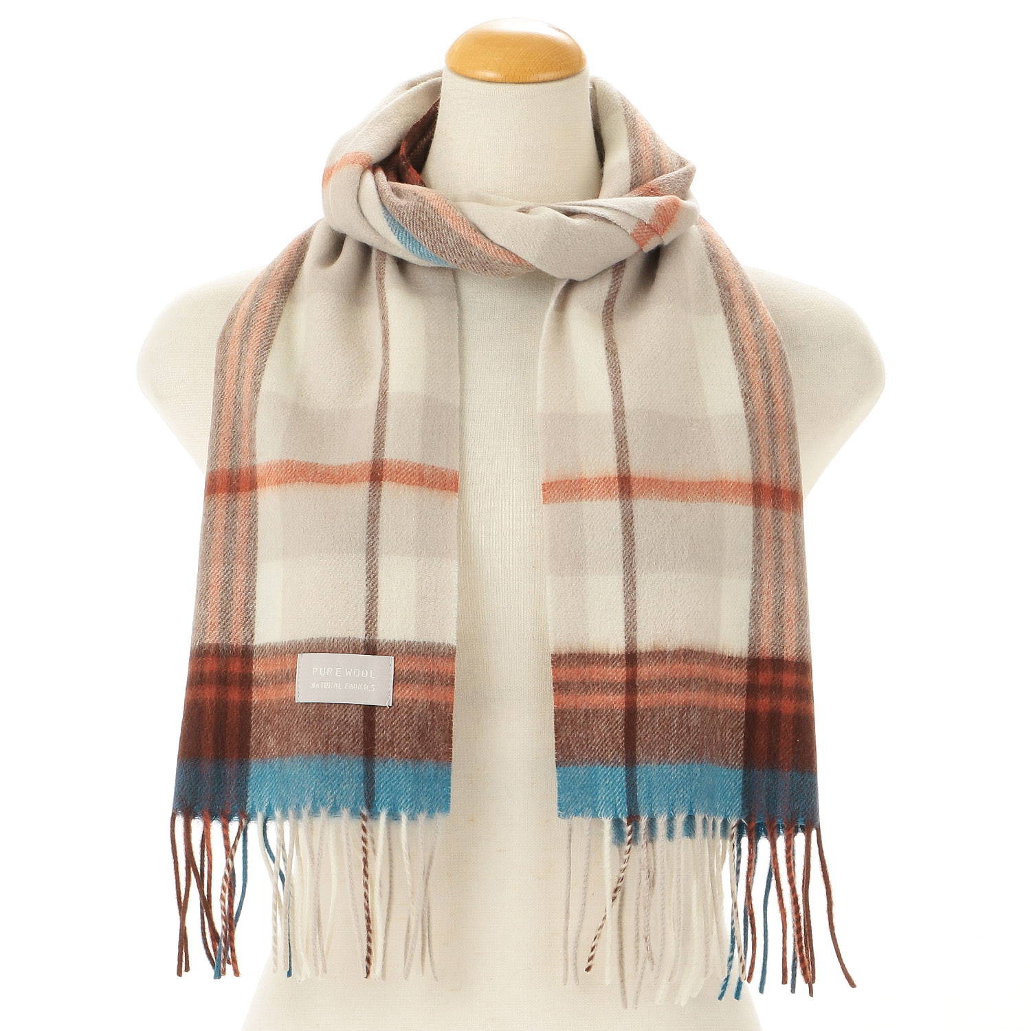 ウォッシャブルチェックウールマフラ－