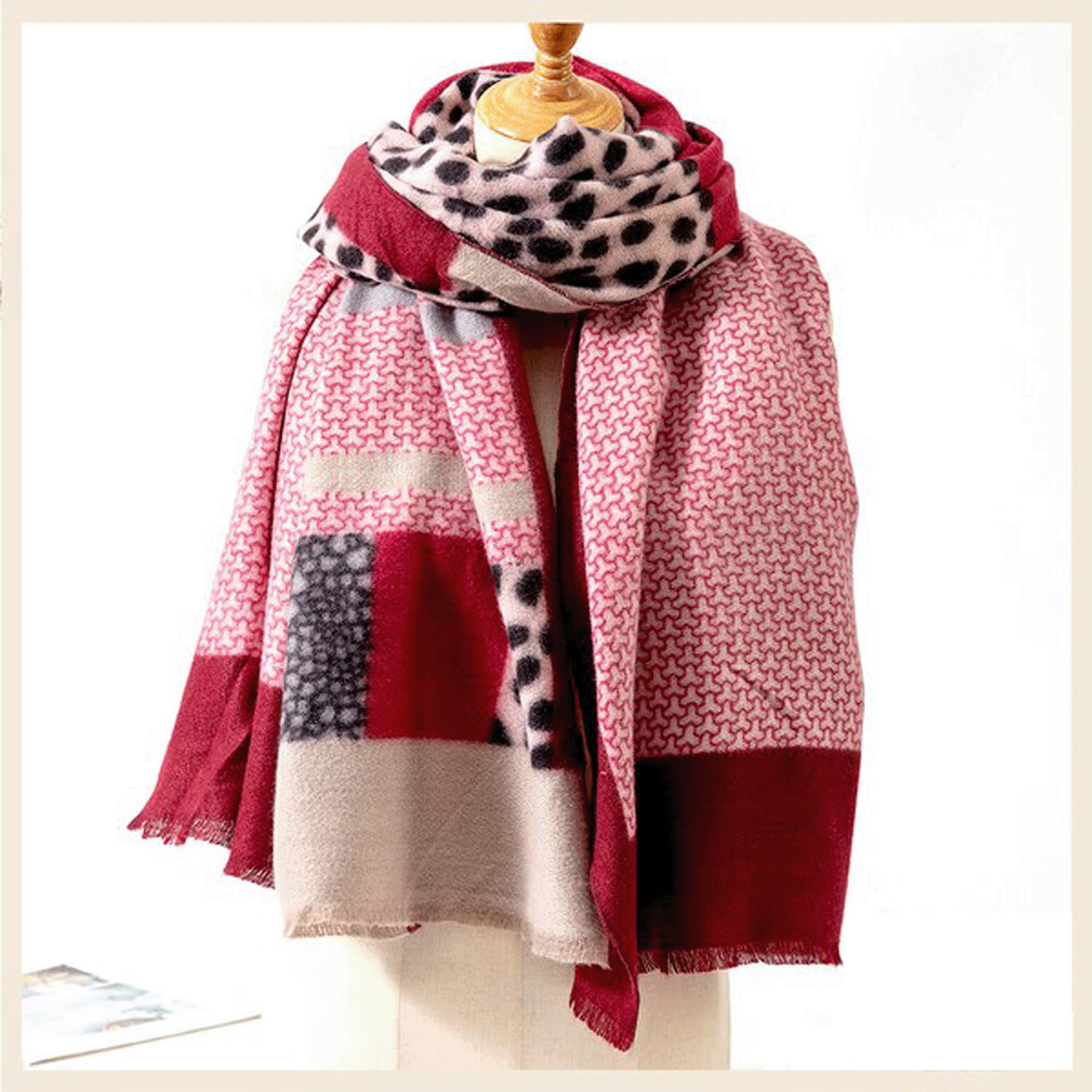 アニマル切り替え柄起毛ストール - 画像3