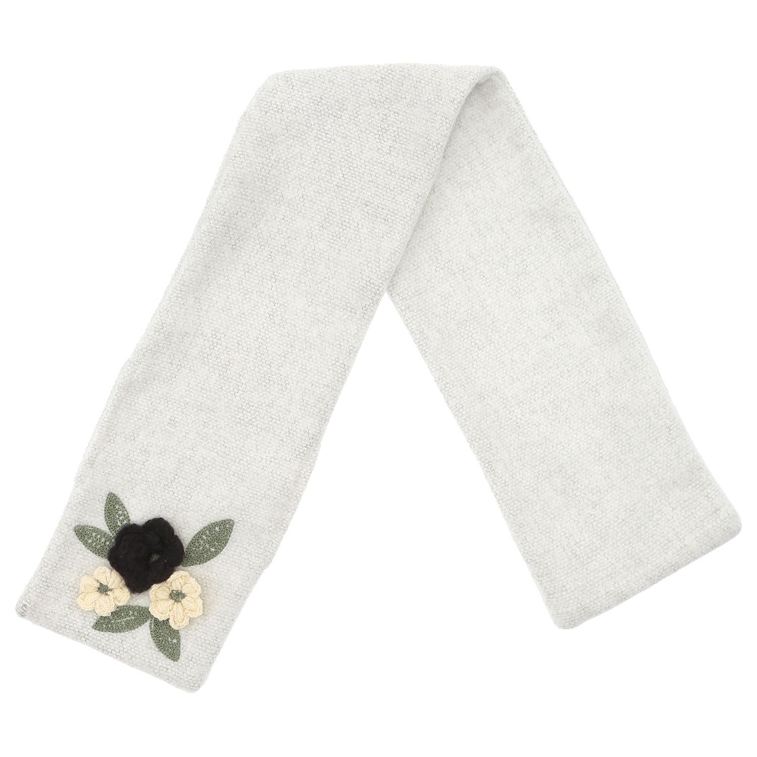 【シルバーグレー、ピンク終了】インド製 差込みマフラー フラワーモチーフ - 画像2