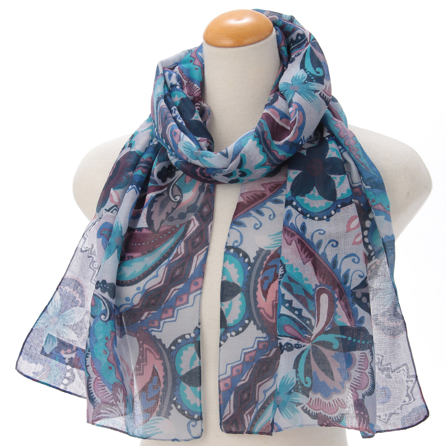 イタリア製 大花柄ストール - 画像5