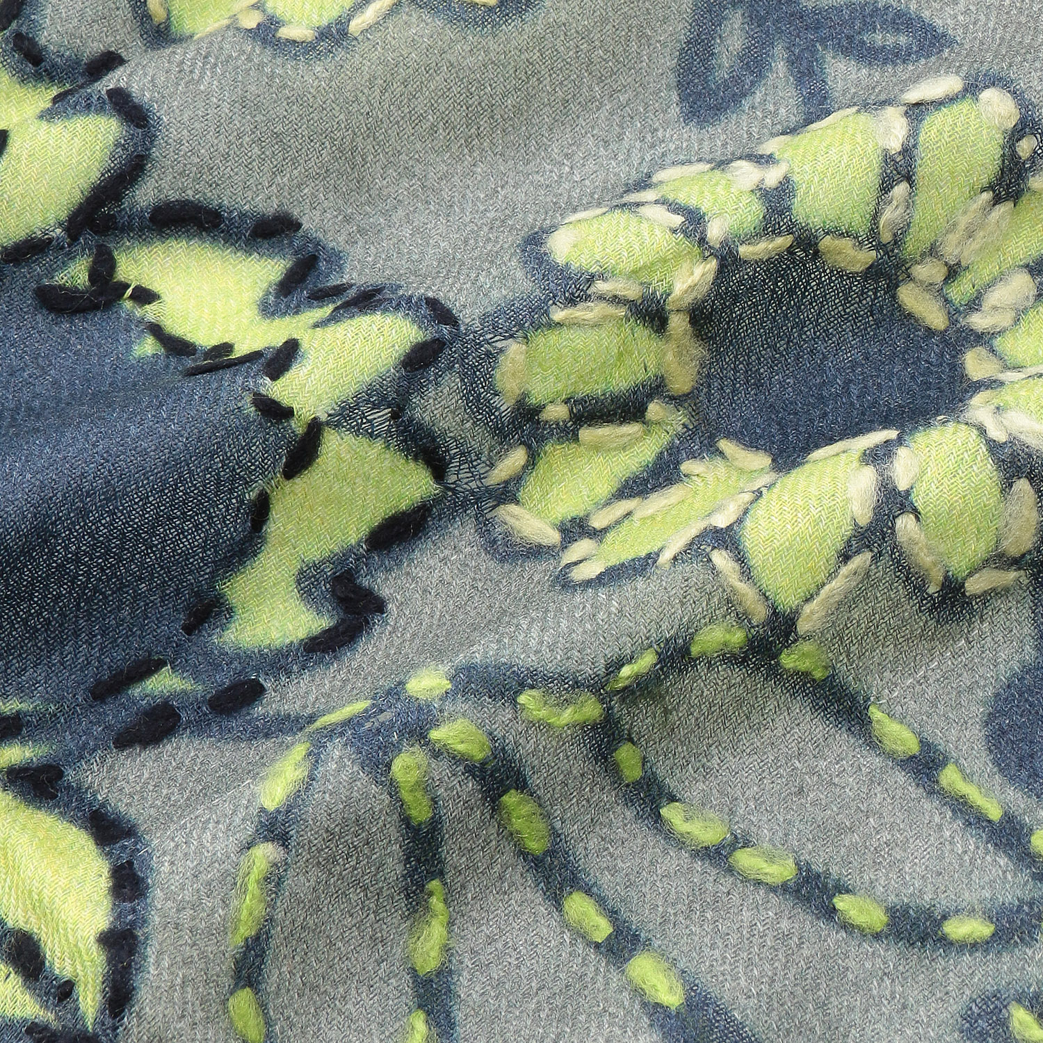 インド製 ウール刺繍ショール - 画像3