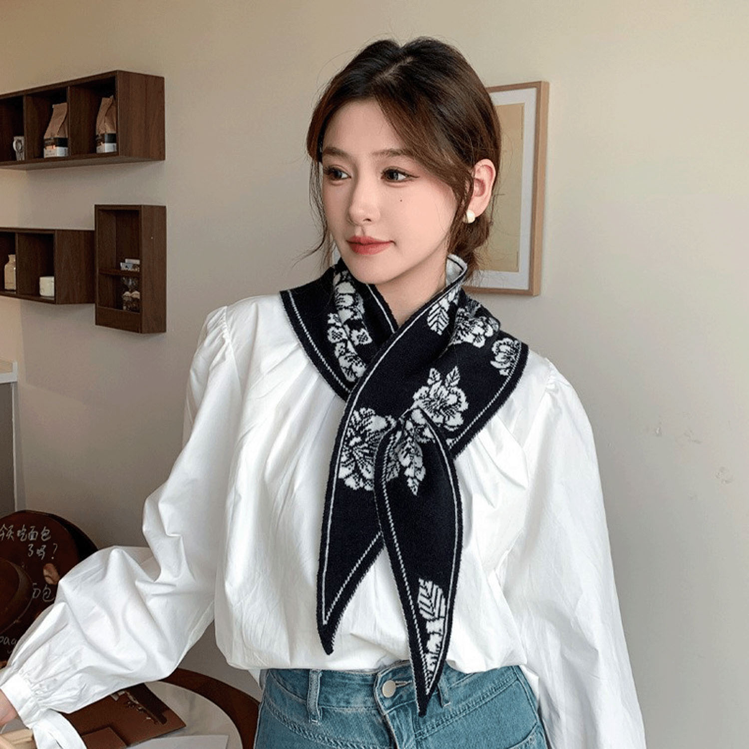 柄物細マフラー - 画像2