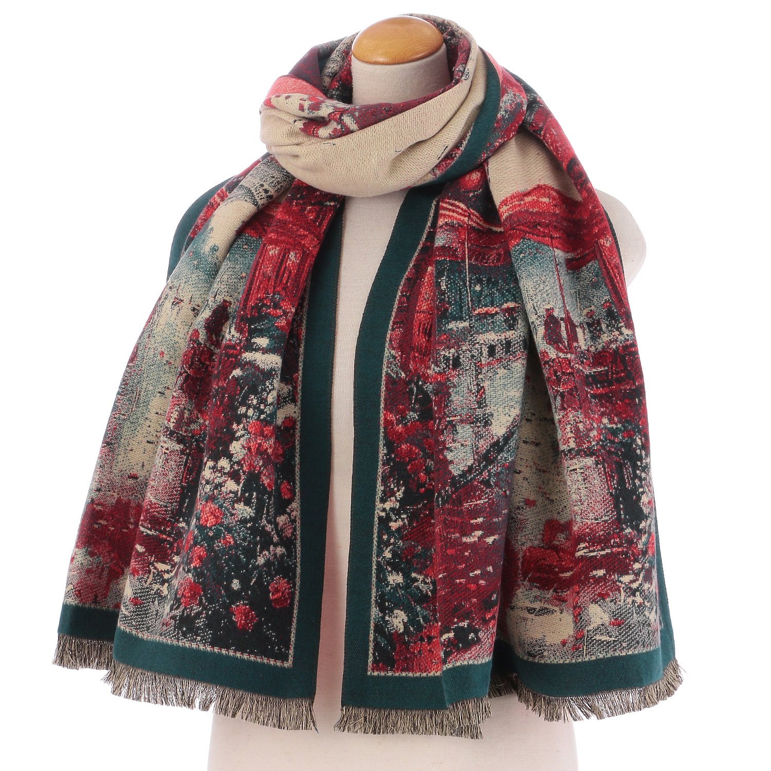 大判ジャガードストール パリ柄 - 画像2