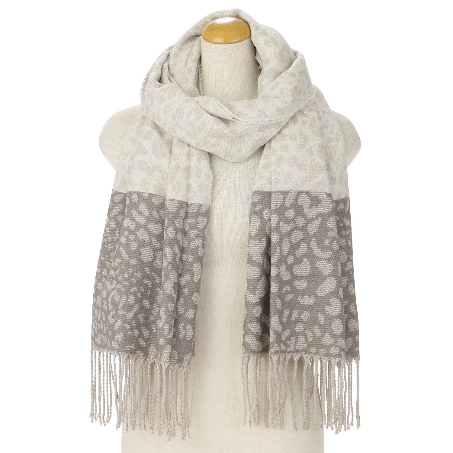 ヒョウ柄ジャガードストール - 画像1