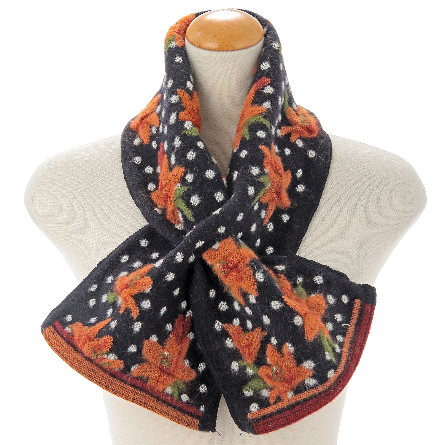 【シルバーグレー終了】ラシクモア リリィドットクロスマフラー - 画像4