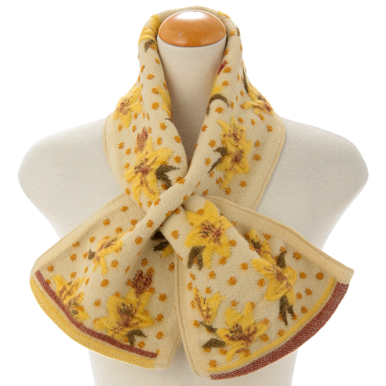 【シルバーグレー終了】ラシクモア リリィドットクロスマフラー - 画像1