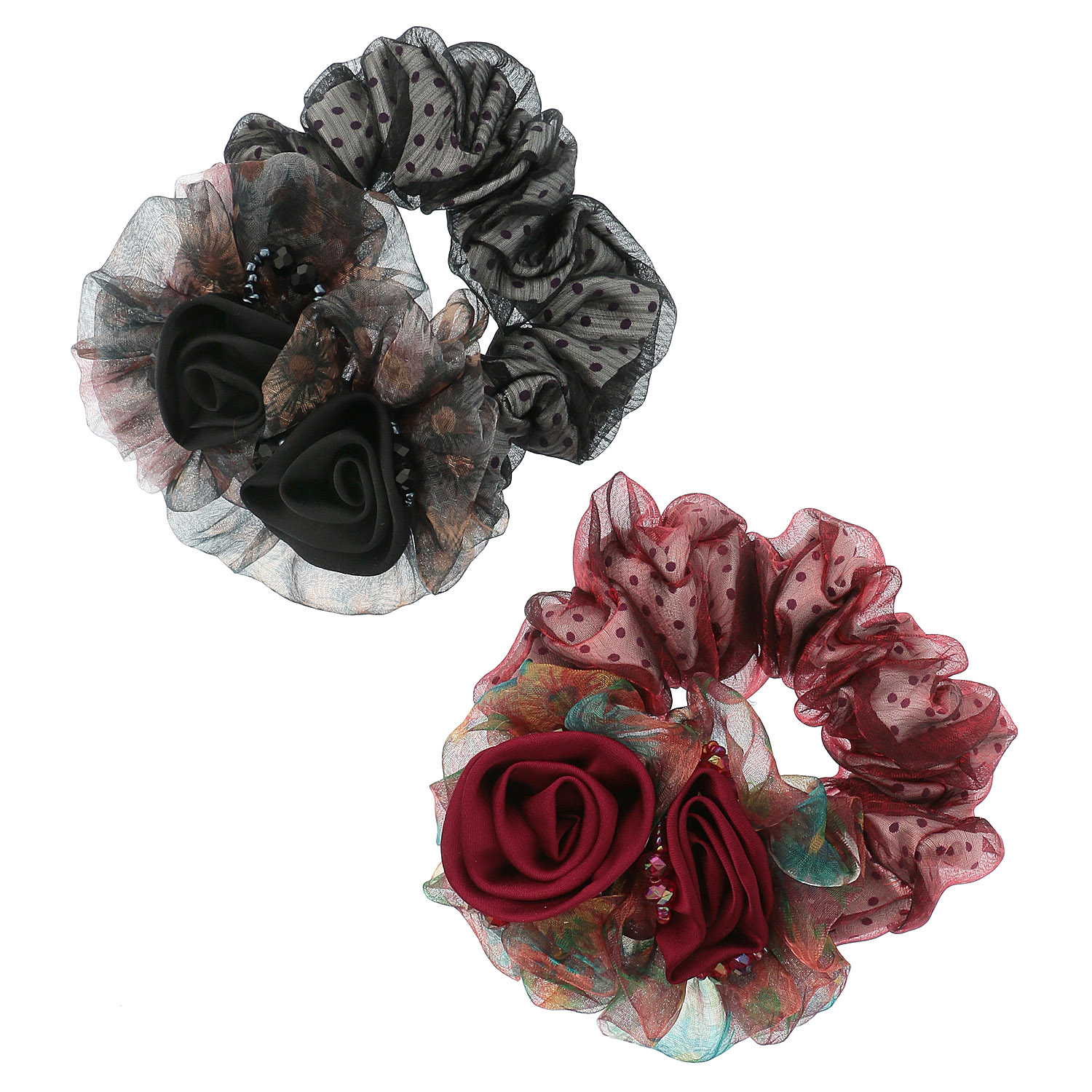 薔薇付きシュシュ - 画像1