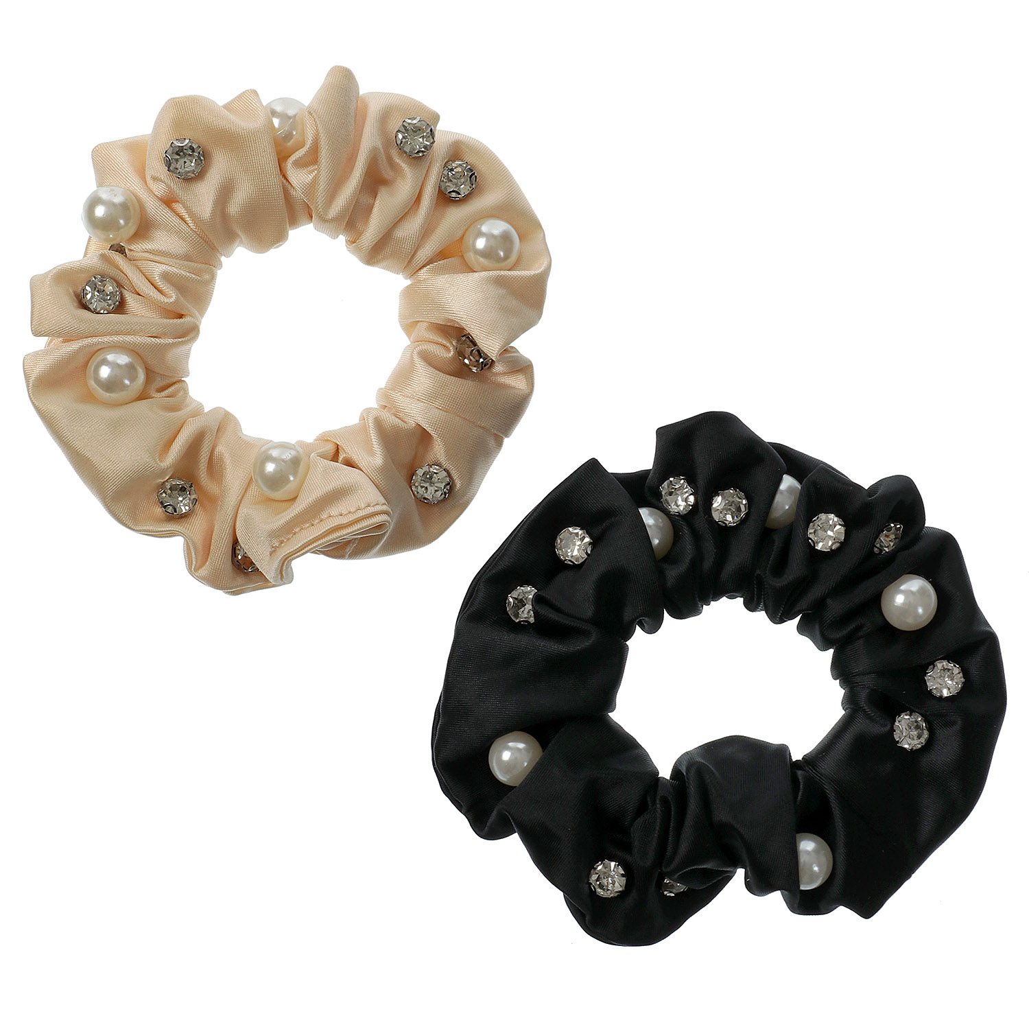 パールビジュー付きシュシュ - 画像1