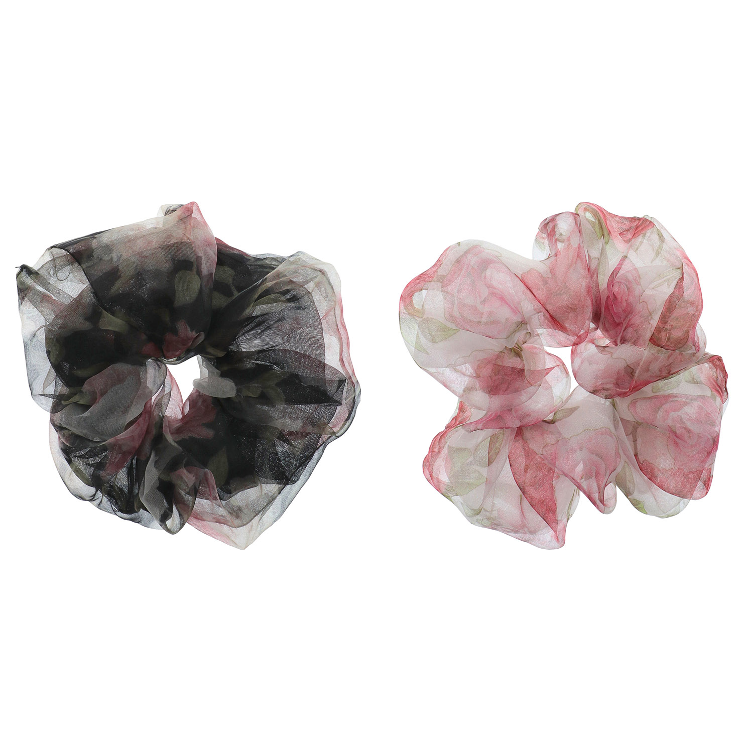 オーガンジーローズ柄シュシュ