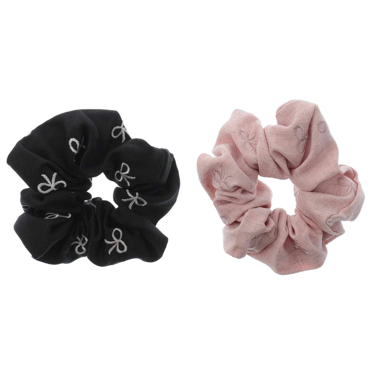 リボン刺繍シュシュ - 画像1