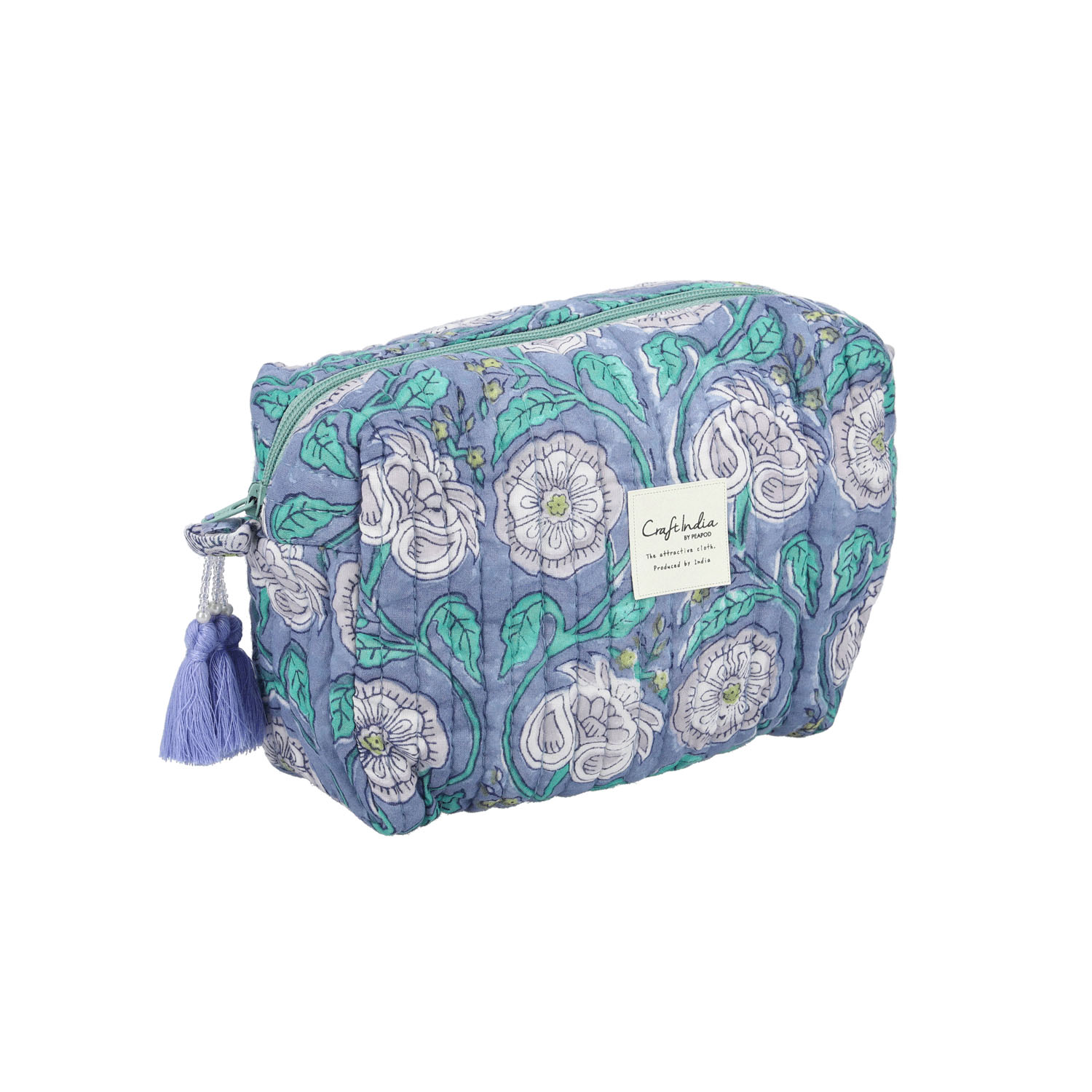 【在庫限り】ブロックプリント マチ付ポーチ - 画像4