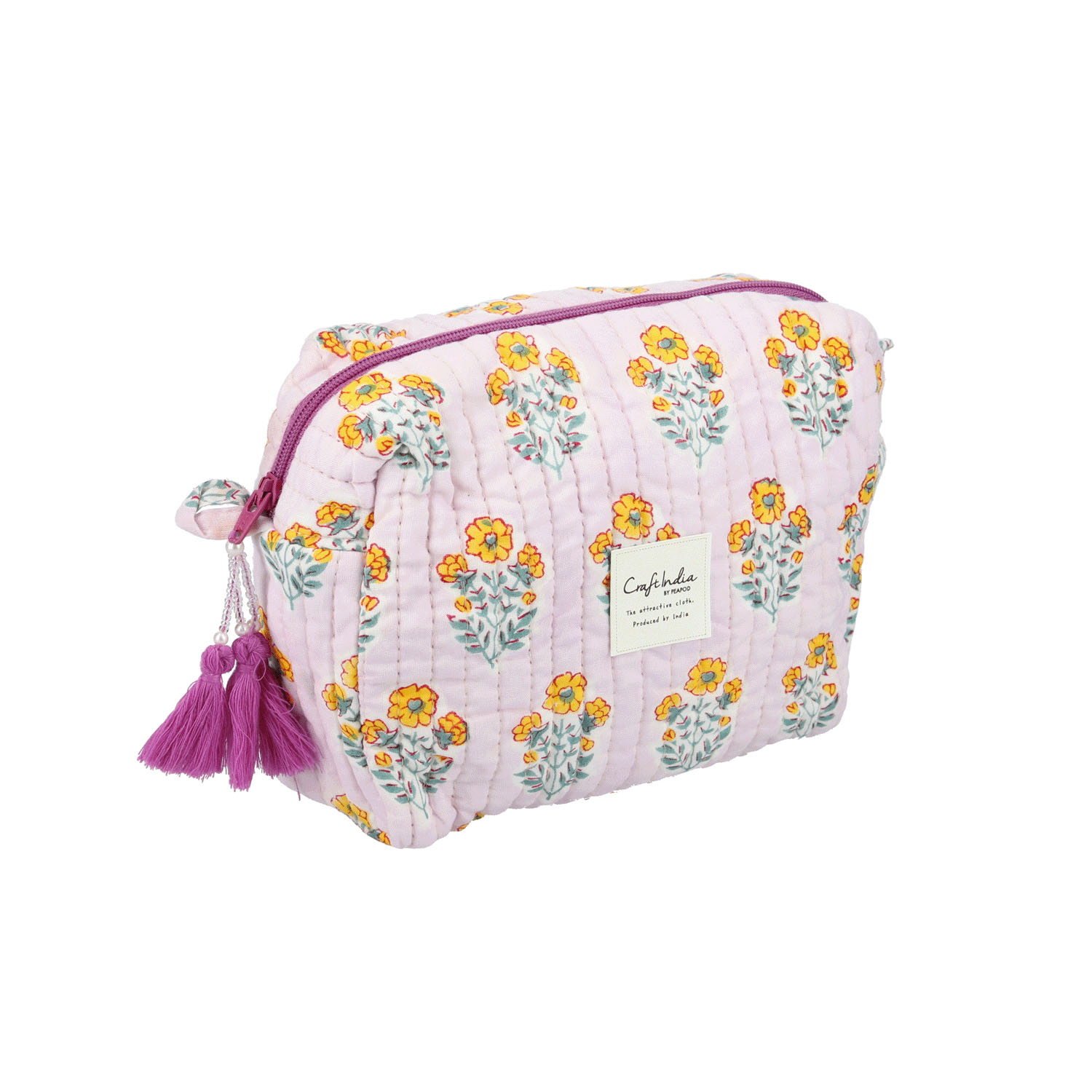 【在庫限り】ブロックプリント マチ付ポーチ - 画像5