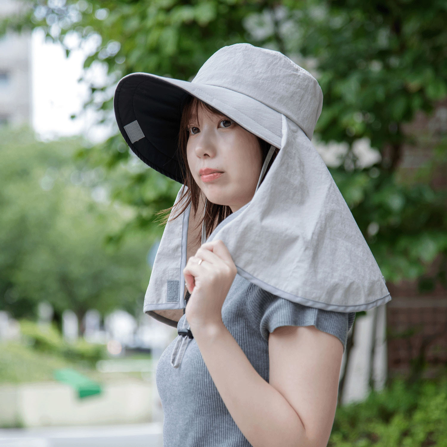 ヴェールナ 撥水タレつば広ハット - 画像3