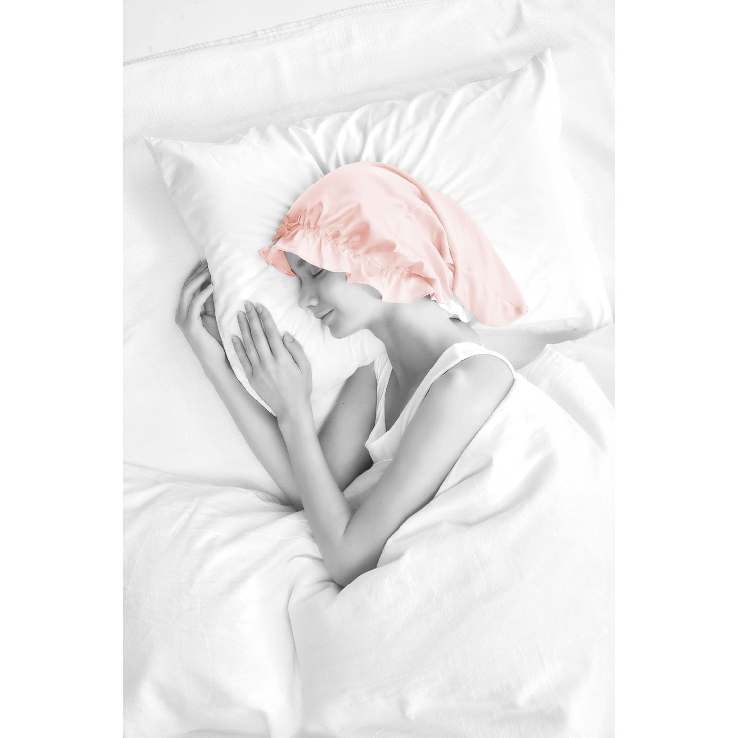 シルクシャイニーナイトキャップコットンピンク forロング - 画像4