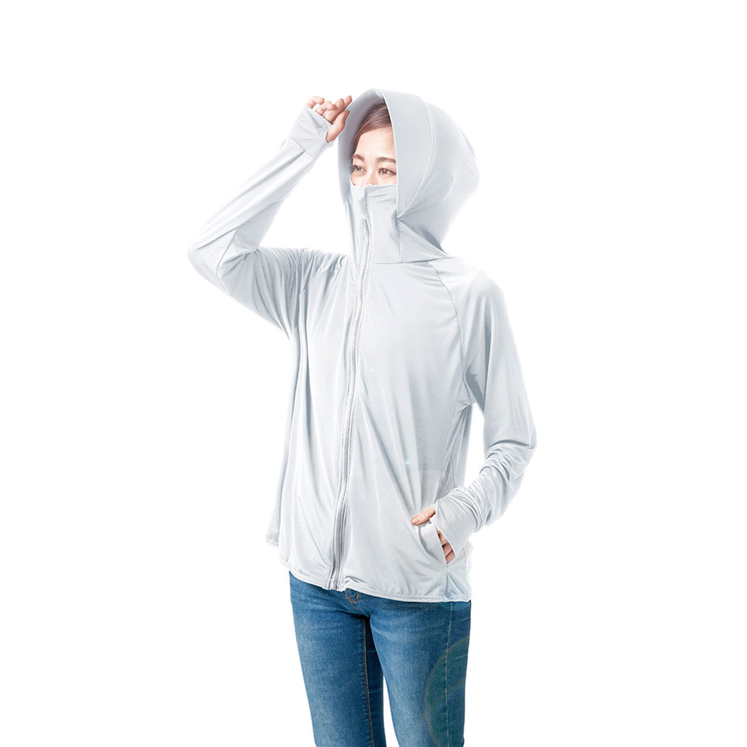 UVプロテクトパーカーシャイン アイスブルー Mサイズ