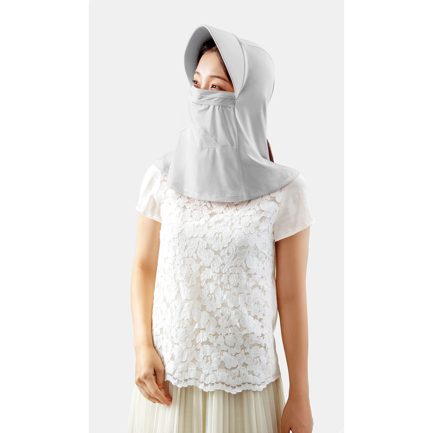 夏に差が出るUVフード グレー - 画像5