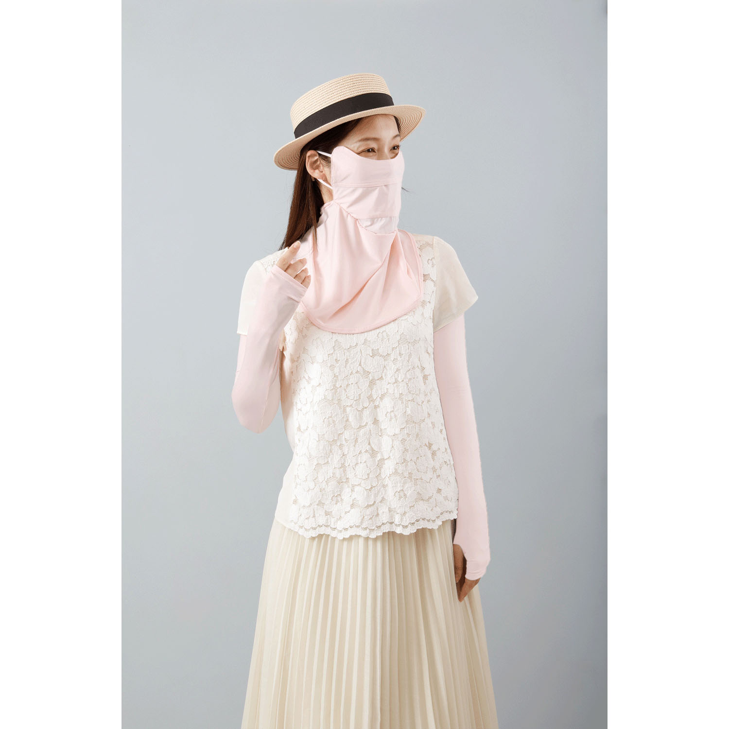 夏に差が出るUVフェイスカバー ピンク・グリーン - 画像7