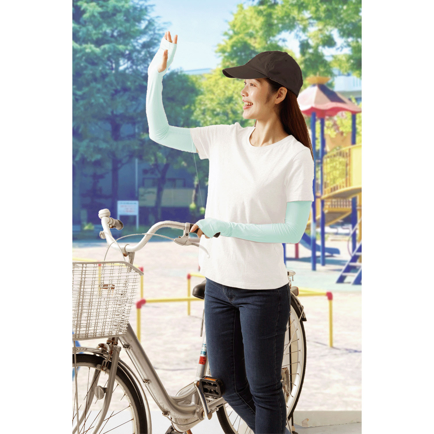 夏に差が出るUVアームカバー ピンク・グリーン - 画像17