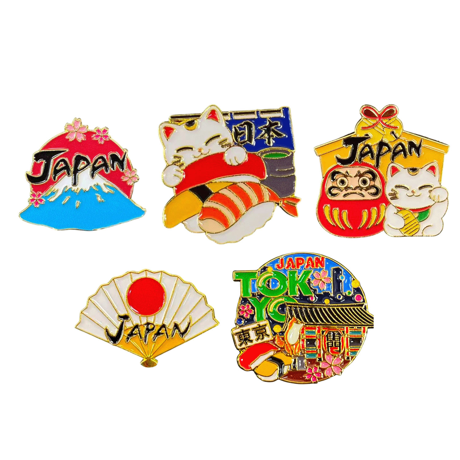 和モチーフピンズ 5個セット - 画像1