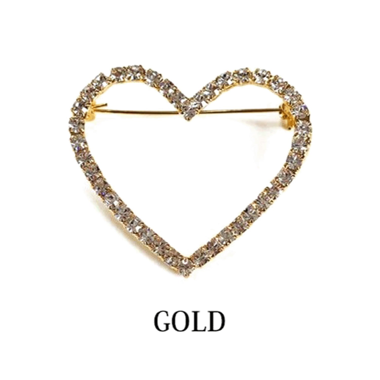 日本製 ビジューオープンハートブローチ - 画像7