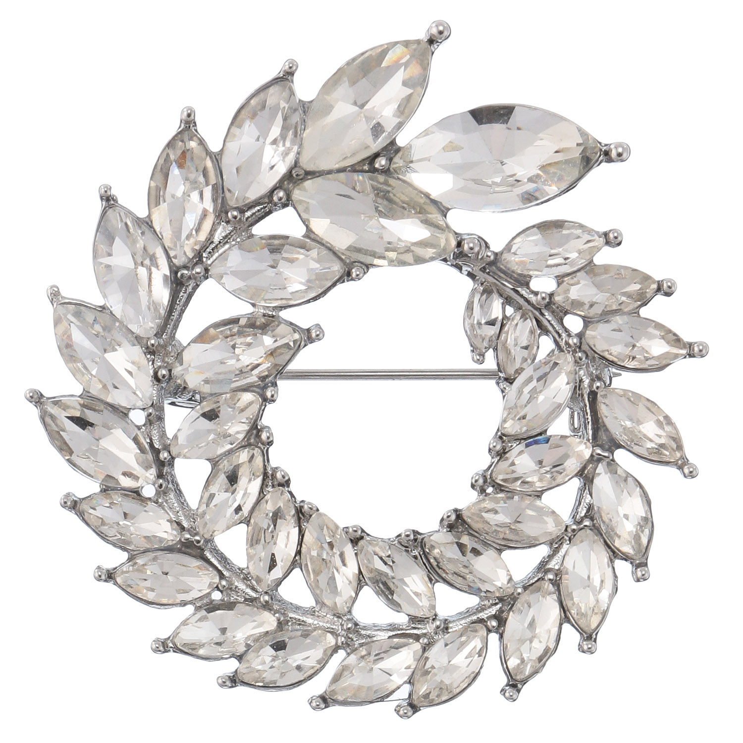 ビジューリーフブローチ