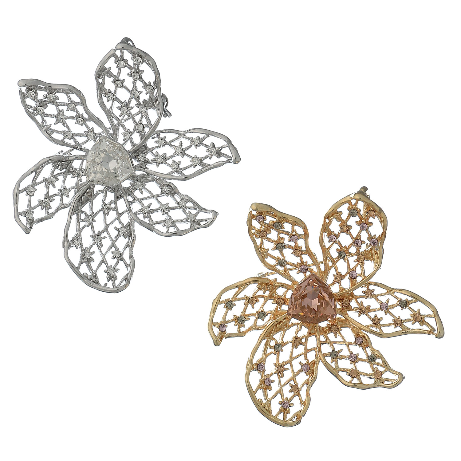 透かし花びらブローチ