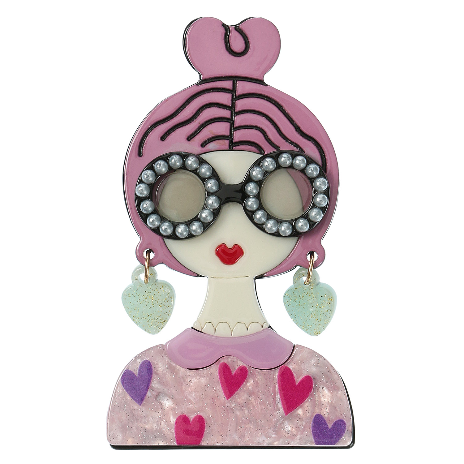 アクリルブローチ 女の子眼鏡 - 画像2