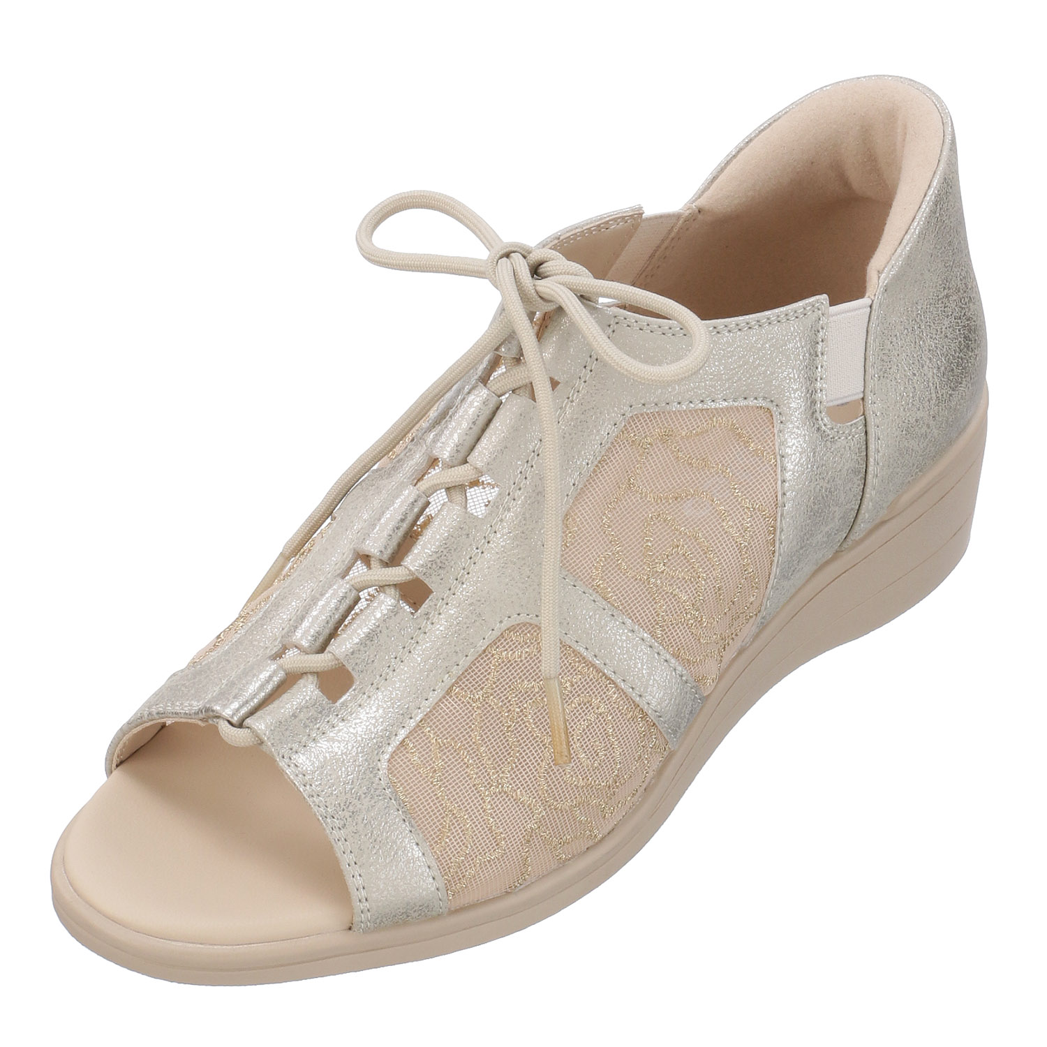 【するっと脱ぎ履きサンダル】 SOFT STEP チュールレースアップサンダルSSP3802 - 画像7