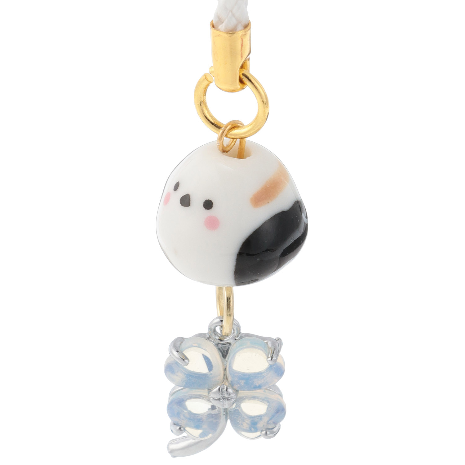 陶器 シマエナガクローバー根付 - 画像2