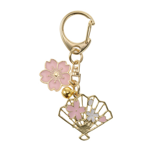 金色扇子桜キーホルダー - 画像1