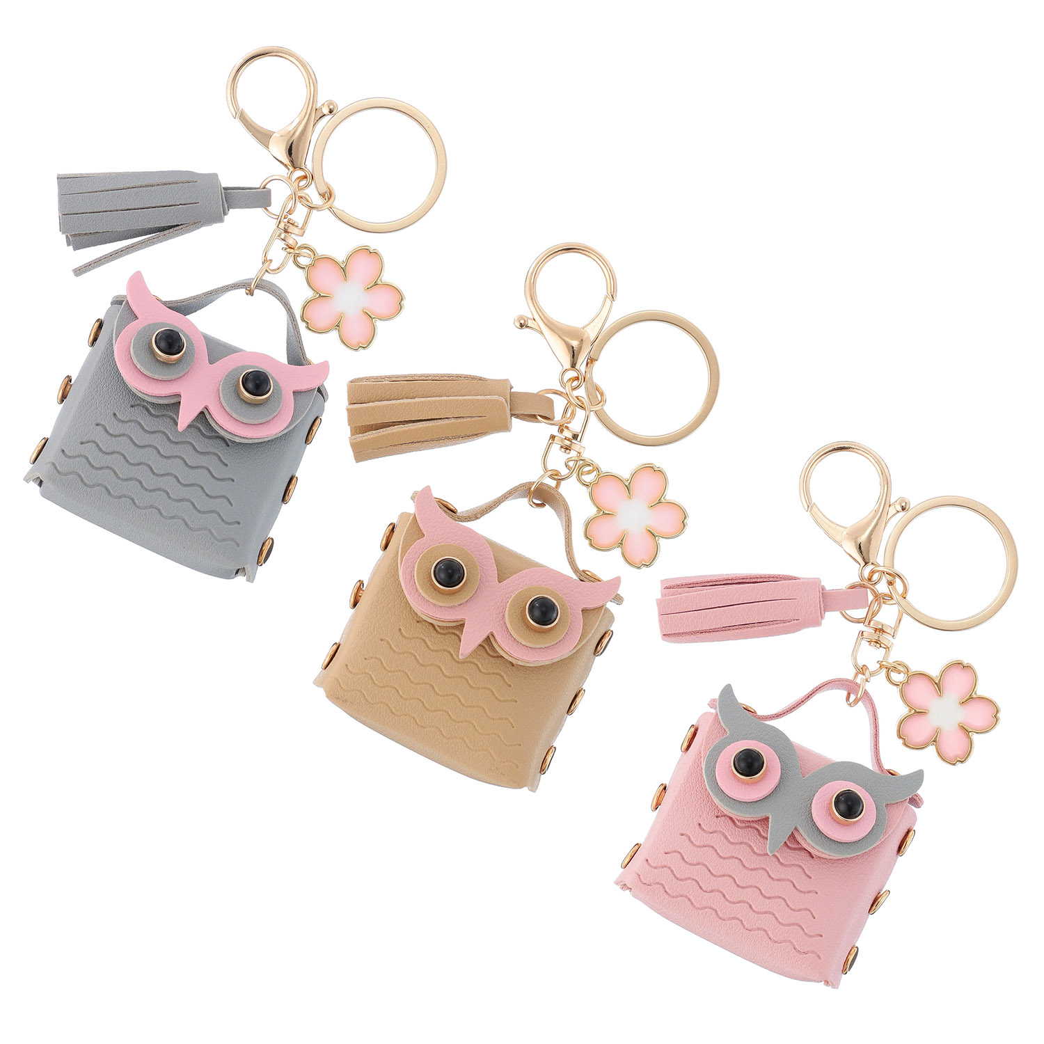 桜ふくろうプチポーチキーホルダ－ - 画像1