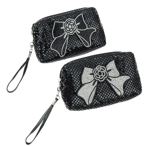 ポーチ大 カメリアリボン