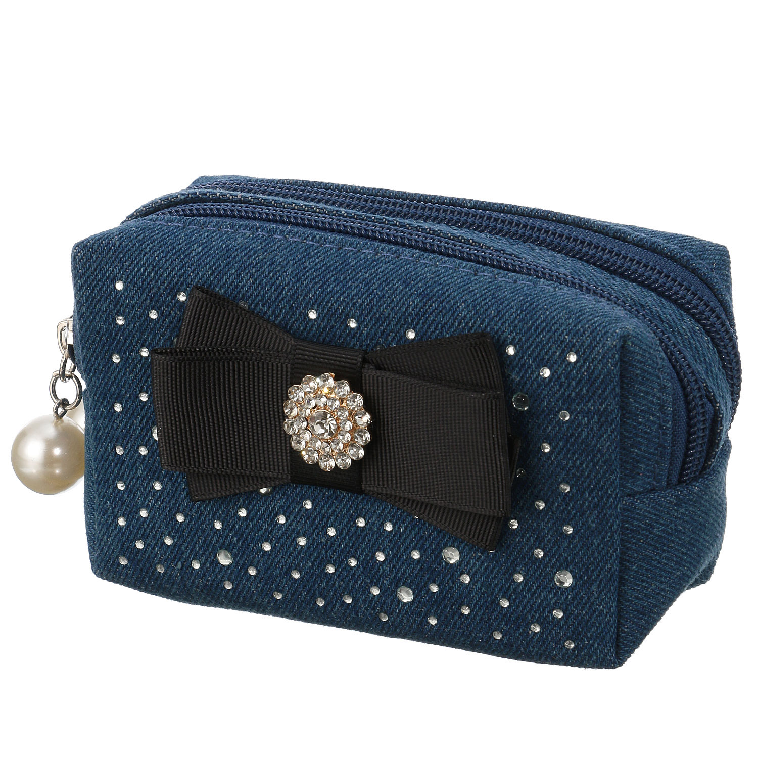 デニムWファスナーポーチ - 画像1