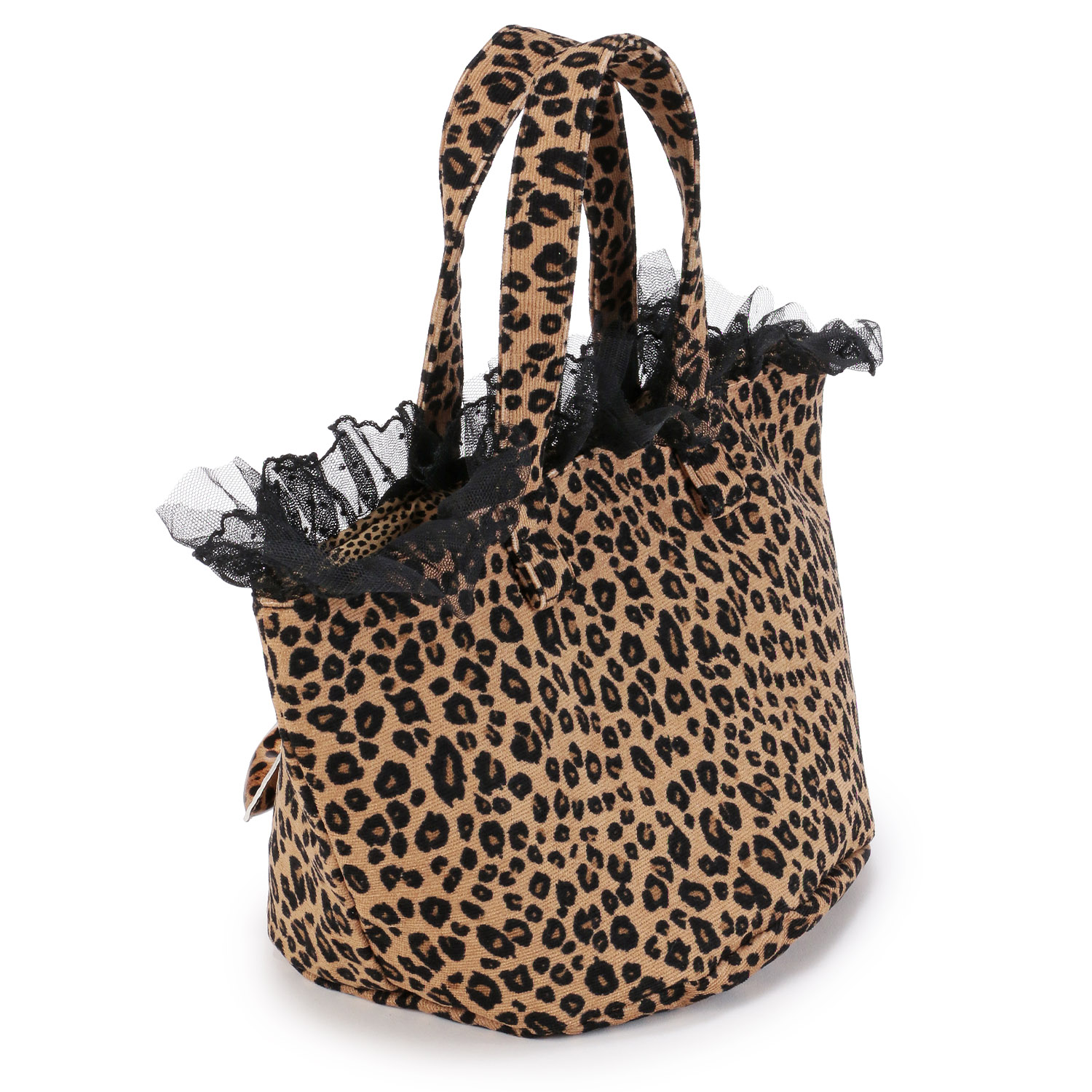 レース付きヒョウ柄バッグ チャーム付き - 画像2