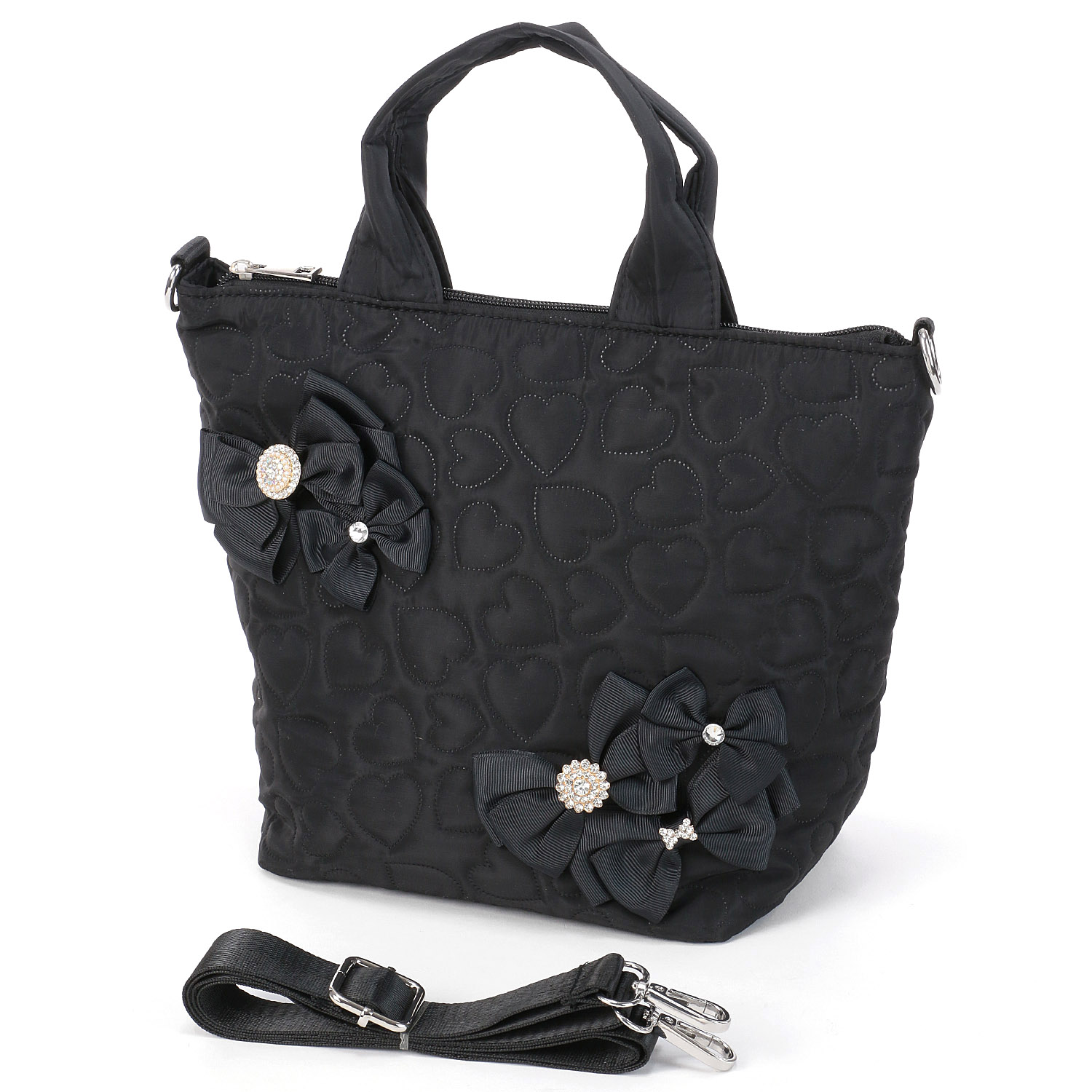 デコレーション ハート柄キルティングバッグ - 画像2