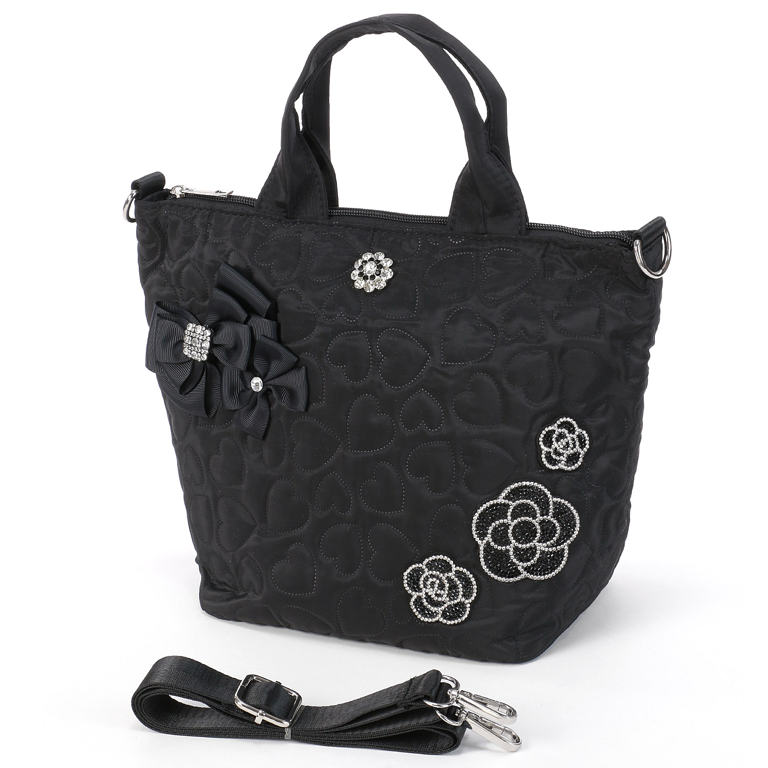 デコレーション ハート柄キルティングバッグ - 画像3