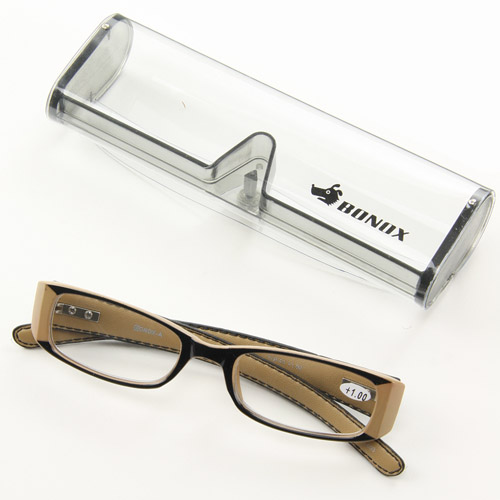 リーディンググラス レザー風 ベージュ - 画像1