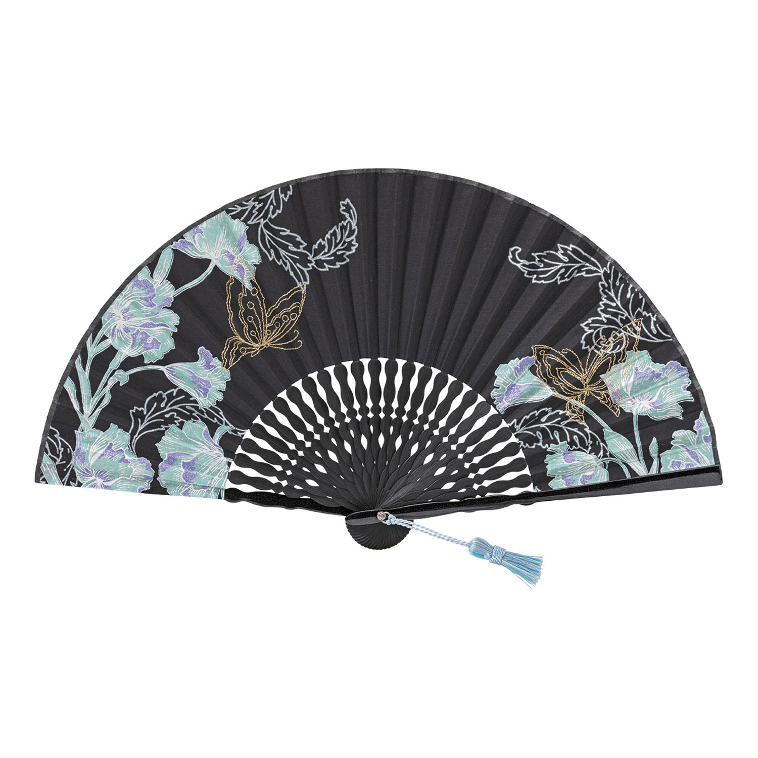 婦人扇子セット ブーケ黒 - 画像1