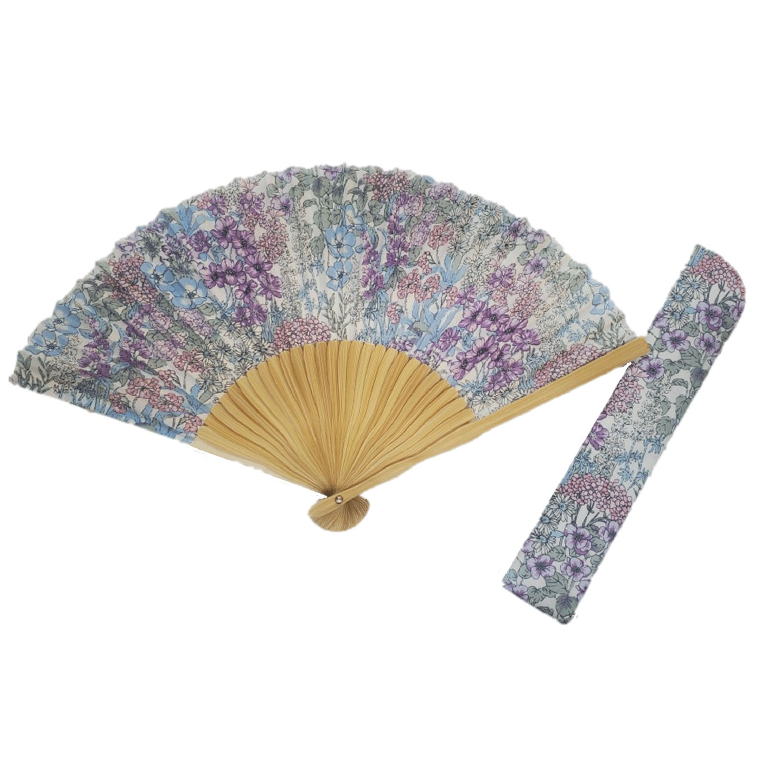 女性用扇子セット フルール ラベンダー - 画像1