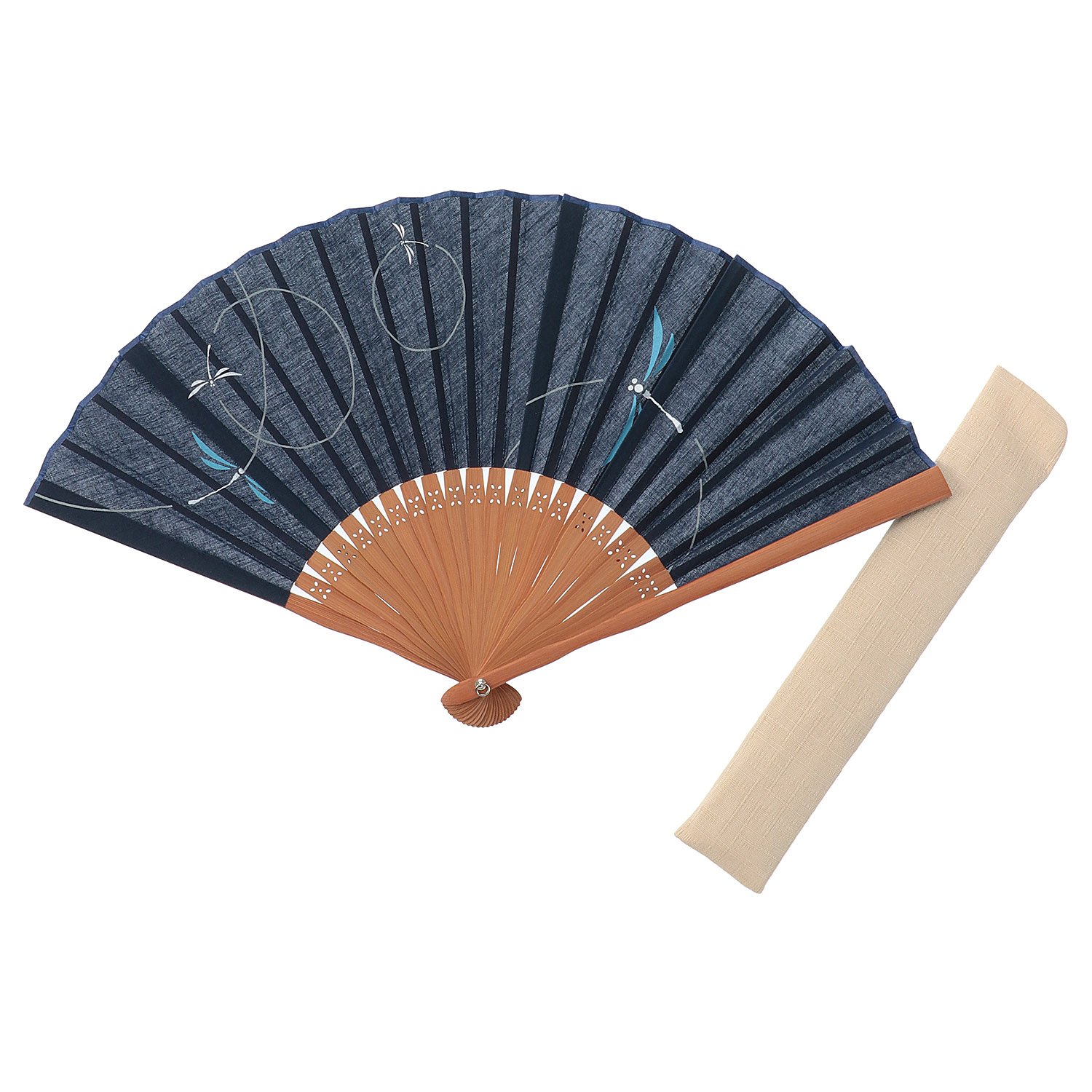 fuwa 男性用扇子セット トンボ 紺 - 画像1