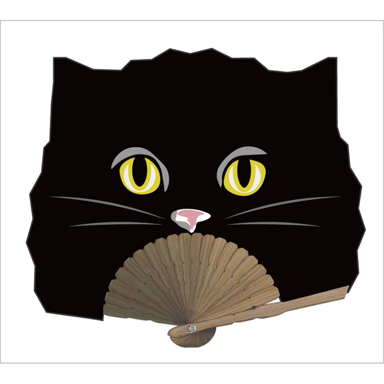 2026NATTI扇子 黒猫 - 画像1