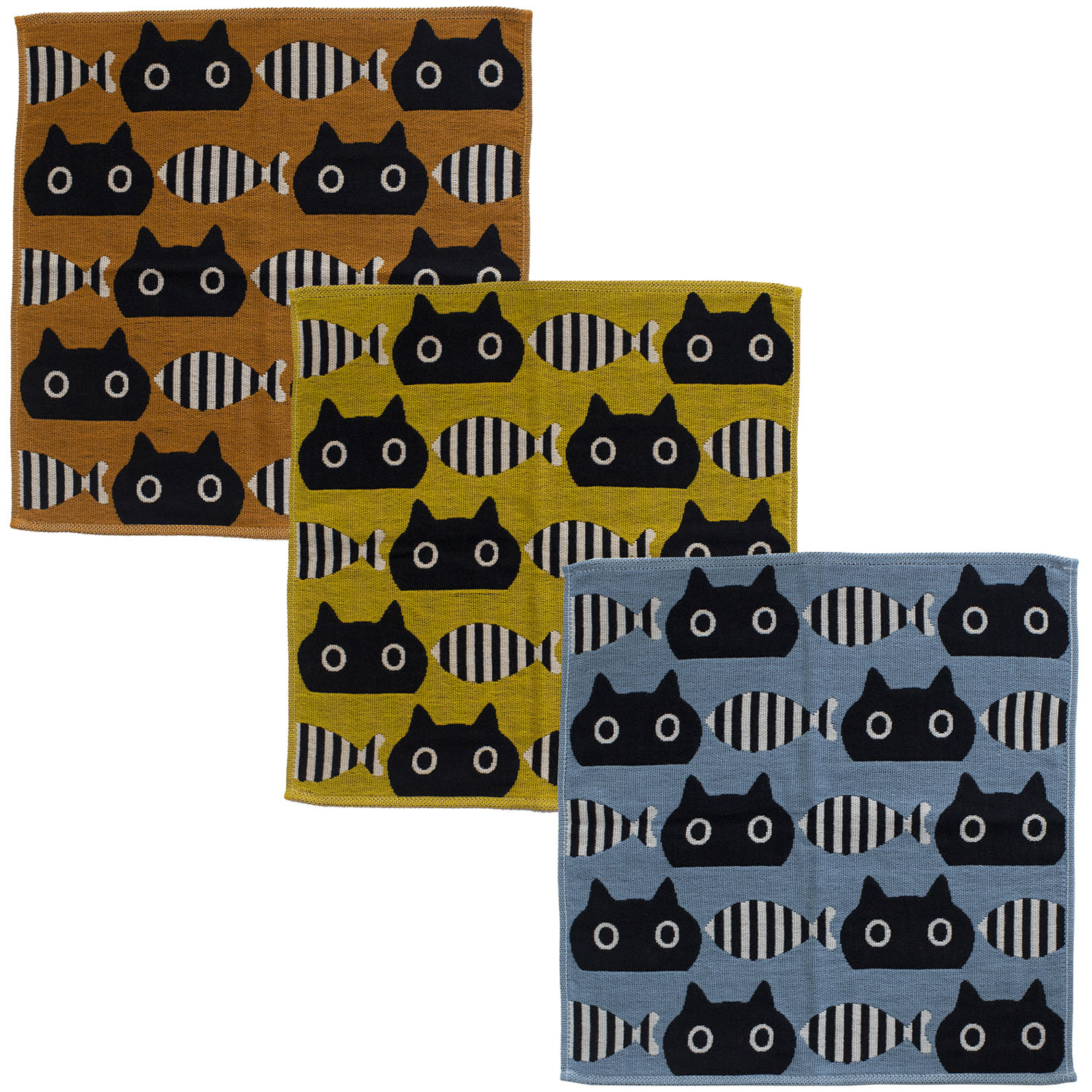 MEME3重ガーゼハンカチ MEMEとお魚 - 画像1