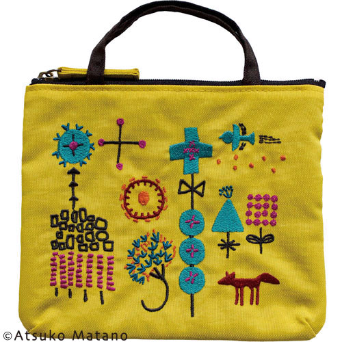ATSUKO MATANO 刺繍ポーチ小さな森（イエロー） - 画像1