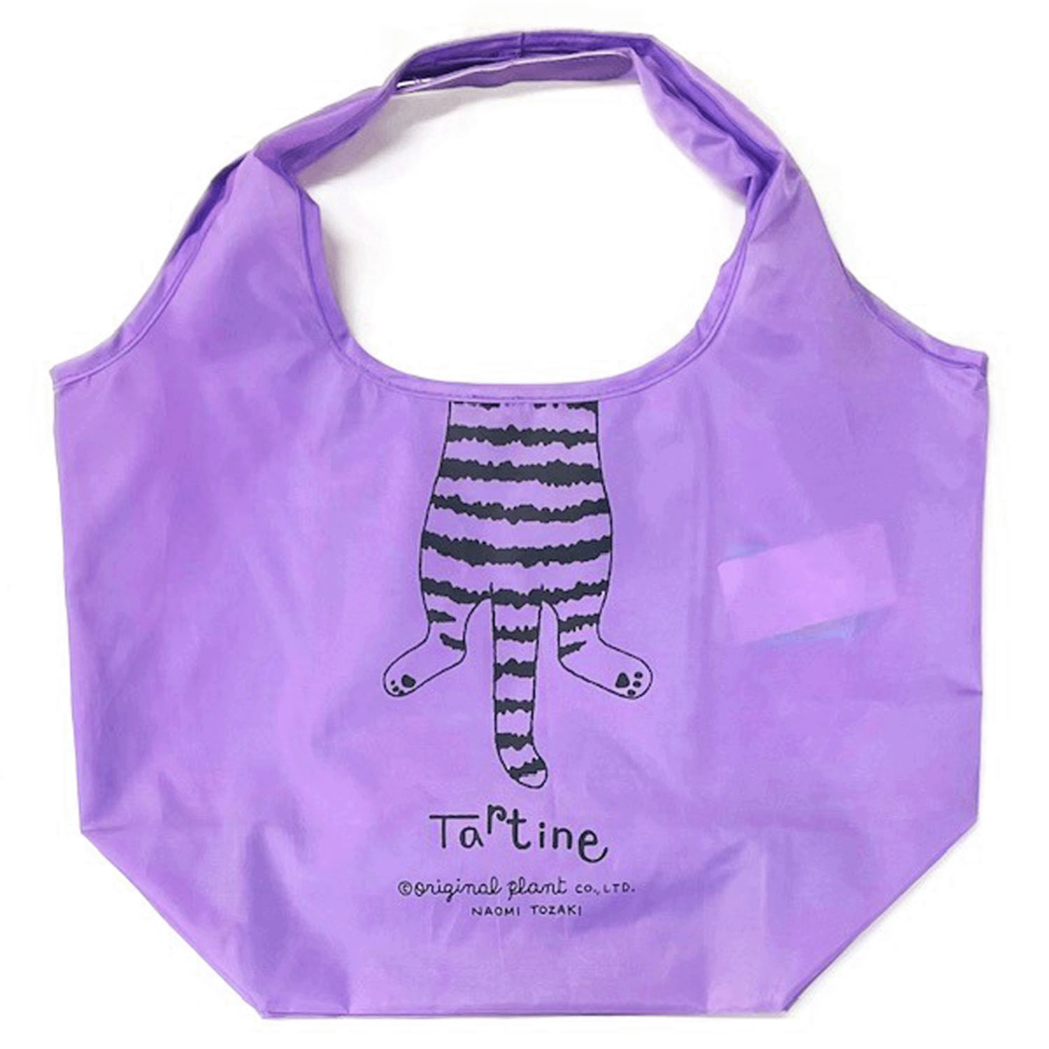 タルティーヌ横型エコバッグ ぶら下がり猫 パープル - 画像2