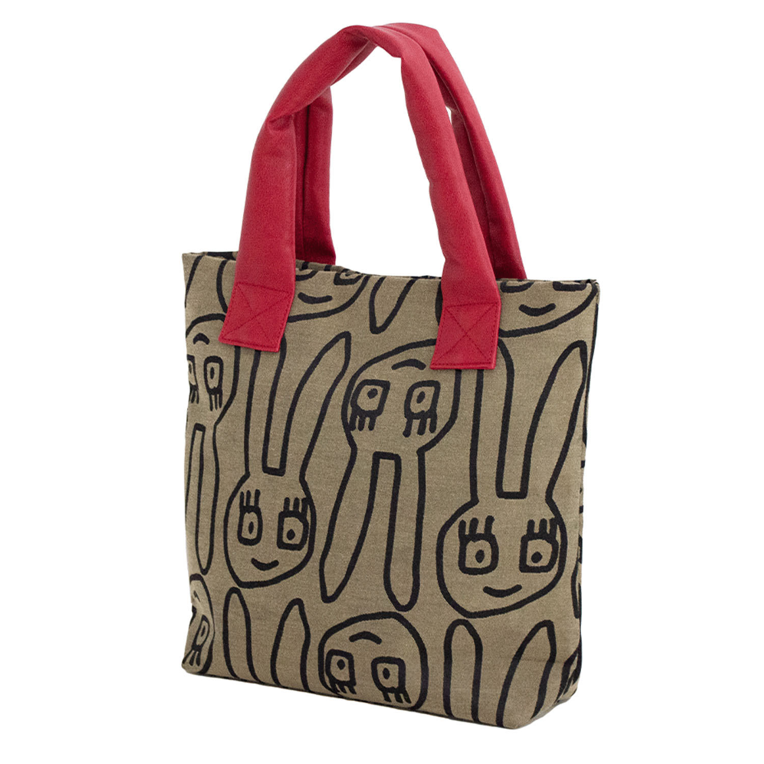 ゆるうさ縦型トートバッグ レッド - 画像1