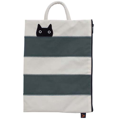 ATSUKO MATANO フラットポーチ ボーダ猫